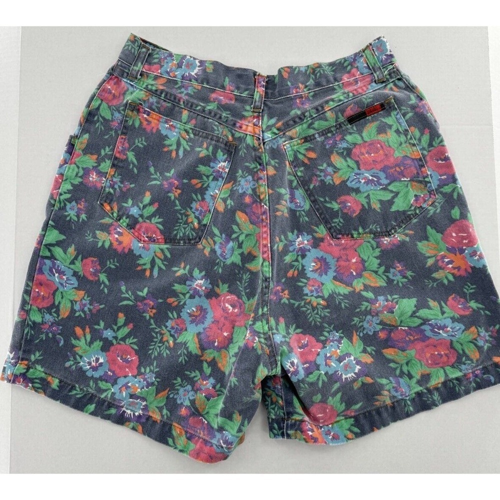 Vtg Oleg Cassani Denim Floral Shorts High Waist 90’s Hippie Size 14 Boho Barbie‍ - Picture 2 of 13